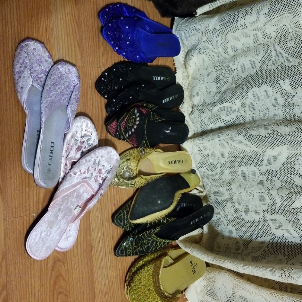 Lot of 8 pair of Beaded Flats n Kitten heels